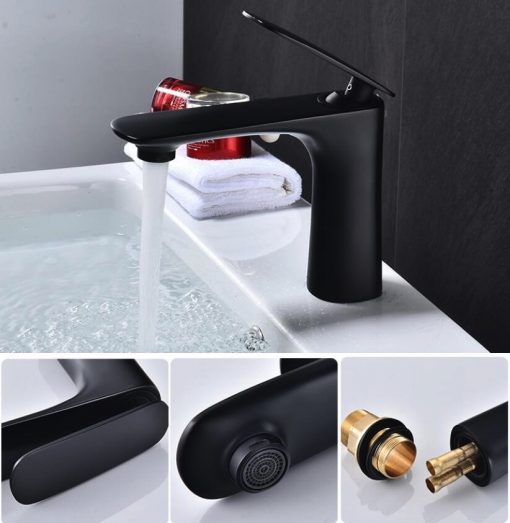 Čierna minimalistická kúpeľňová batéria – YSBF7