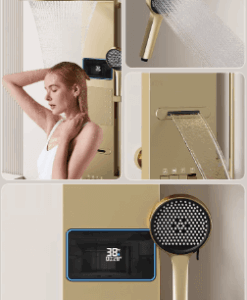 Zlatý sprchový set s displejom – Tilva